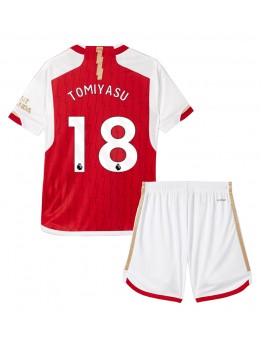 Arsenal Takehiro Tomiyasu #18 Heimtrikotsatz für Kinder 2023-24 Kurzarm (+ Kurze Hosen)